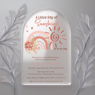 Invitations En Acrylique Boho Un Petit Rayon de Soleil Fille Baby Shower