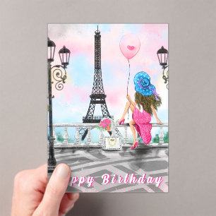 Invitations En Acrylique Bonne Carte Anniversaire Femme À Paris Tour Eiffel