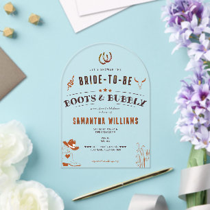 Invitations En Acrylique Boots et Bubbly Western Ranch Rodeo Fête des marié