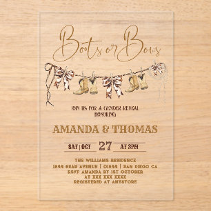 Invitations En Acrylique Boots or Bows Western Genre Reveve