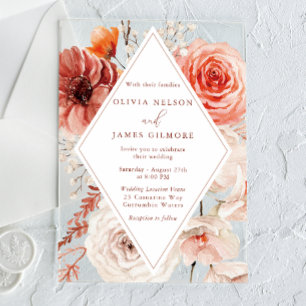 Invitations En Acrylique Botanique Boho Floral Frame Mariage