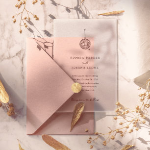 Invitations En Acrylique Boule Disco Minimaliste De Couleur   Mariage