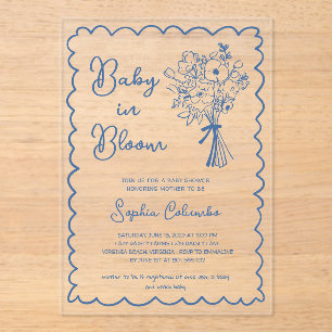 Invitations En Acrylique Bouquet de fleurs dessinées à la main Fantaisiste