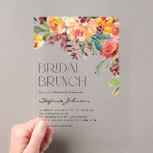 Invitations En Acrylique Bouquet floral de mariage automnal à l'aquarelle p