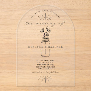 Invitations En Acrylique Bouteille apothecaire Mariage floral