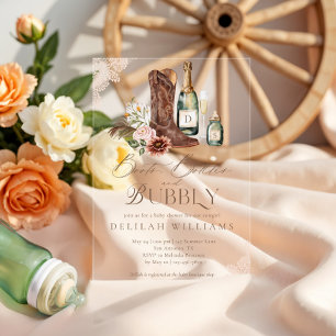 Invitations En Acrylique Bouteilles Bouteilles & Bubbly Pays Baby shower de