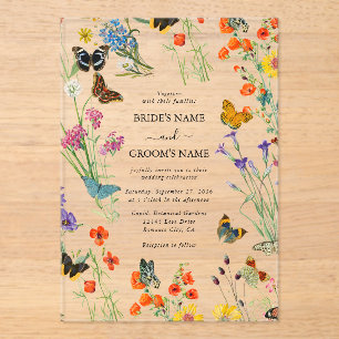 Invitations En Acrylique Bouteilles Fleurs sauvages  Mariage floral