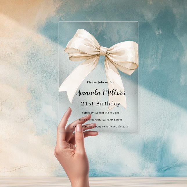 Invitations En Acrylique Bouton beige élégant luxe clair (Créateur téléchargé)