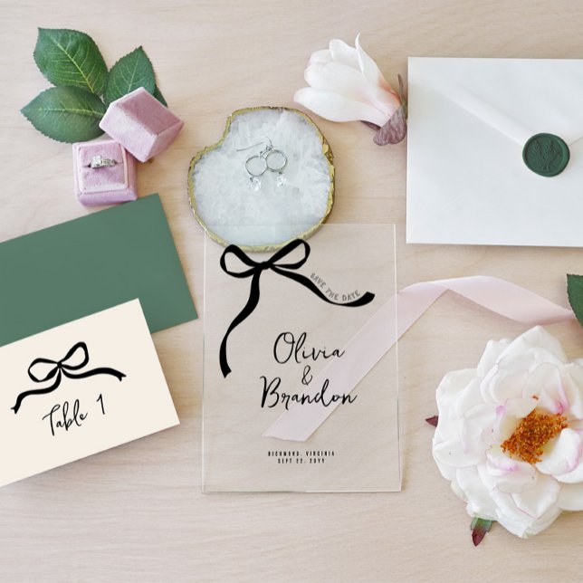 Invitations En Acrylique Bow main fantaisie dessinée personnalisée (Créateur téléchargé)