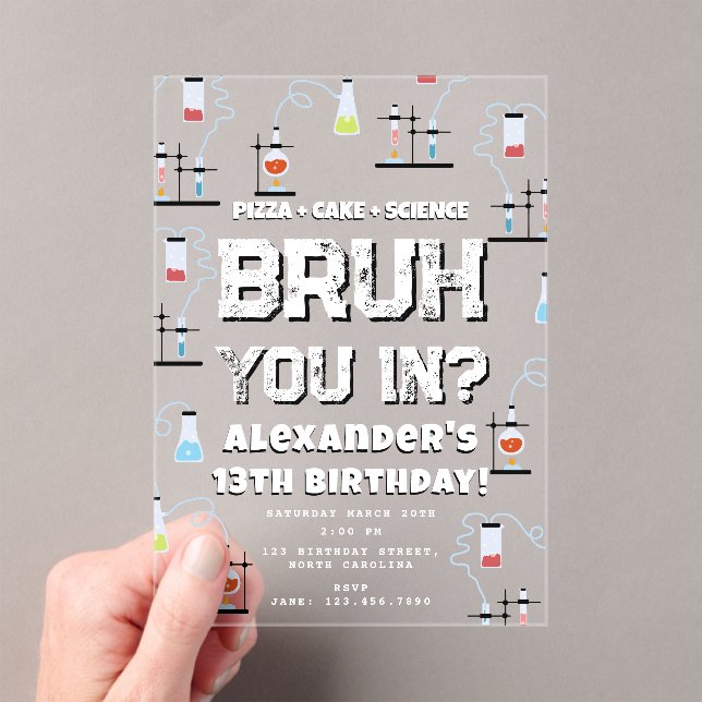 Invitations En Acrylique Bruh Boy's Birthday Party Teenager Science Theme (In situ (ordinateur de poche))