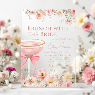 Invitations En Acrylique Brunch avec la mariée Ruban rose Mariage Shower