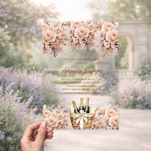 Invitations En Acrylique Brunch mousseux Fête des mariées rose de pêche bei