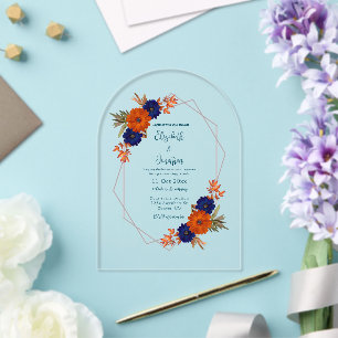 Invitations En Acrylique Brunch rustique d'après-mariage automnal orange bl