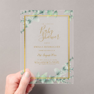 Invitations En Acrylique BUDGET Acrylique Baby shower transparent ou givré 