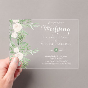 Invitations En Acrylique BUDGET Acrylique clair Mariage Fleurs Magnolia