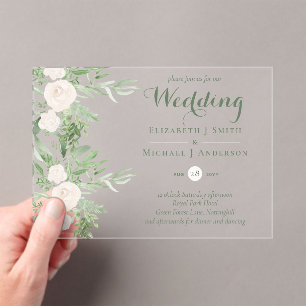 Invitations En Acrylique BUDGET Acrylique clair Mariage Fleurs Magnolia