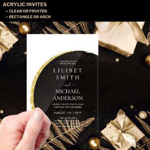 Invitations En Acrylique BUDGET Acrylique Mariage Moderne Blanc Or Minimal