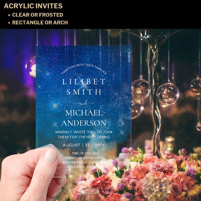 Invitations En Acrylique BUDGET Acrylique Mariage STARRY NUIT CELESTIAL SKI (Créateur téléchargé)