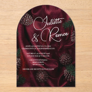 Invitations En Acrylique Burgundy Elegance 
