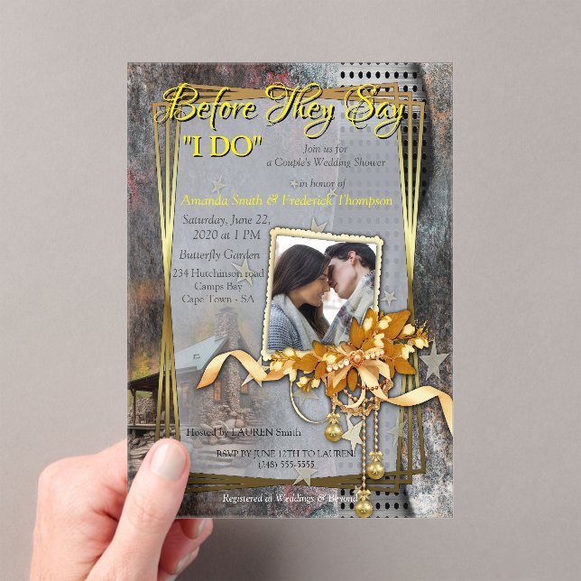 Invitations En Acrylique Cabine de pierre de famille rustique (In situ (ordinateur de poche))