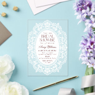 Invitations En Acrylique Cadeau de mariage rétro à dentelle