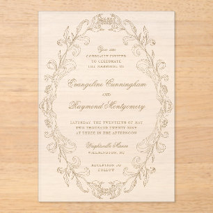 Invitations En Acrylique Cadre de mariage baroque romantique orné