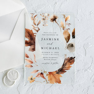 Invitations En Acrylique Cadre de mariage floral automnal rustique