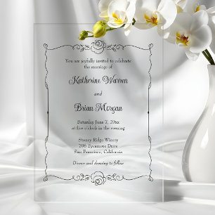 Invitations En Acrylique Cadre de rose élégant minimaliste dessiné à la mai