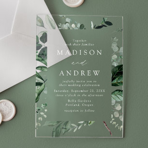 Invitations En Acrylique Cadre de verdure abondante Mariage