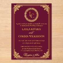 Cadre Doré Classique Monogramme Royal de Mariage