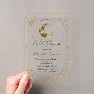 Invitations En Acrylique Cadre Lune Étoiles Célestes Enterrement de Vie de