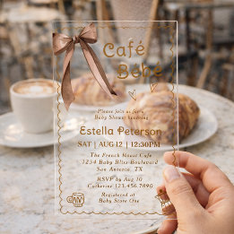 Invitations En Acrylique Café Bébé Baby Shower sur le thème d'un salon de c