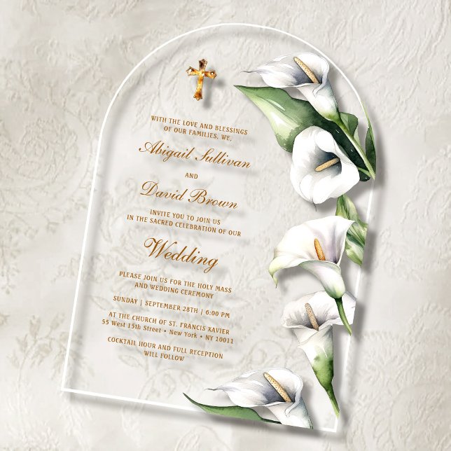 Invitations En Acrylique Calla Lilies Arch Religious Wedding (Créateur téléchargé)