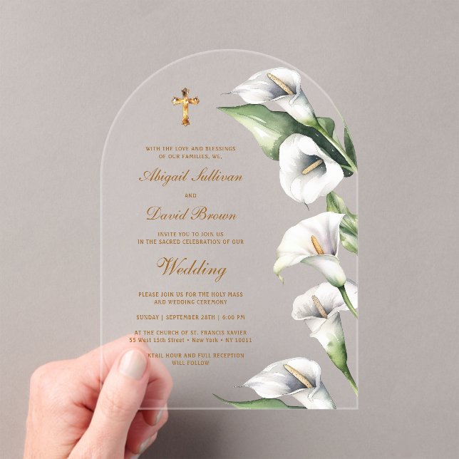 Invitations En Acrylique Calla Lilies Arch Religious Wedding (In situ (ordinateur de poche))