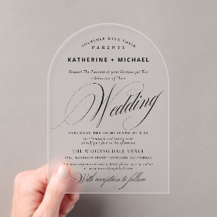 Invitations En Acrylique Calligraphie de script romantique Mariage simple e