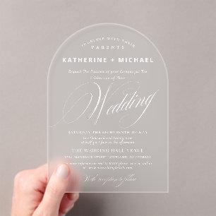 Invitations En Acrylique Calligraphie de script romantique Mariage simple e