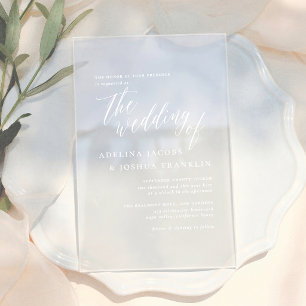 Invitations En Acrylique Calligraphie Élégante de Mariage Simple Script