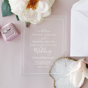 Invitations En Acrylique Calligraphie minimaliste Boho classique Mariage bl