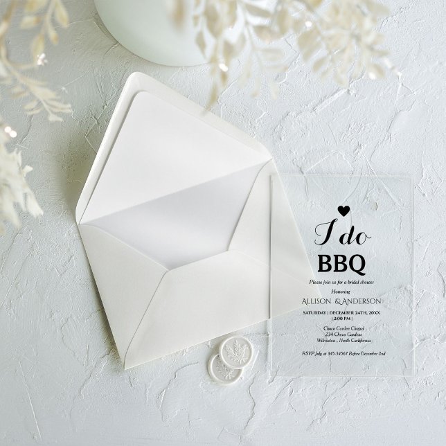 Invitations En Acrylique Calligraphie moderne i do barbecue douche nuptiale (Créateur téléchargé)