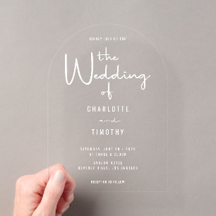 Invitations En Acrylique Calligraphie moderne minimaliste Arche de mariage