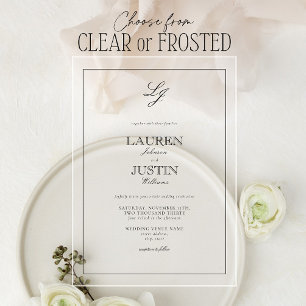 Invitations En Acrylique Calligraphie noir et blanc classique Mariage de mo