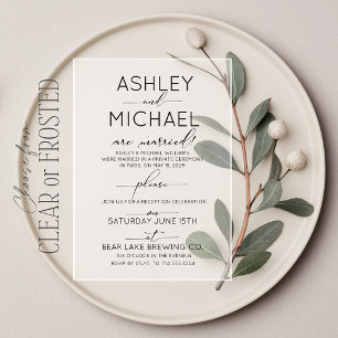 Invitations En Acrylique Calligraphie Type Réception uniquement Mariage