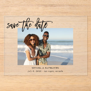 Invitations En Acrylique Calligraphie Uno Photo Enregistrer la date