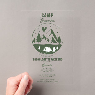 Invitations En Acrylique Camp Fête de Bachelorette Camping Bach Week-end