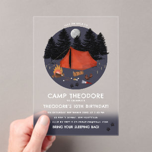 Invitations En Acrylique Camping Outdoor Adventure Camping Fête d'anniversa