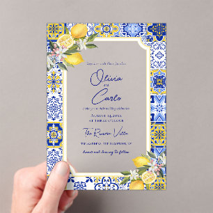 Invitations En Acrylique Carrelage méditerranéen italien et Mariage citron