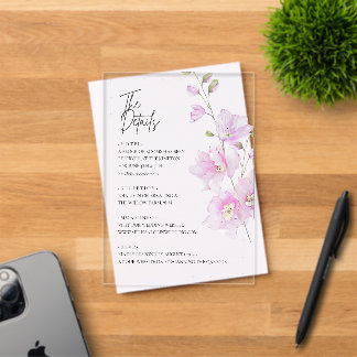 Invitations En Acrylique Carte d'accompagnement de mariage minimaliste à mo