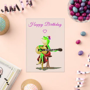 Invitations En Acrylique Carte d'anniversaire drôle de grenouille jouant de