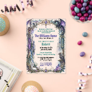 Invitations En Acrylique Carte d'anniversaire Fantastique Royale Elfique