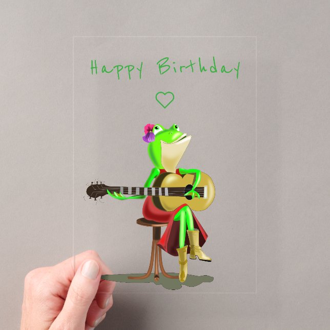 Invitations En Acrylique Carte d'anniversaire grenouille jouant de la guita (In situ (ordinateur de poche))